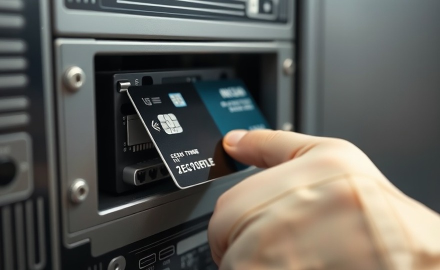 Terminal de autoservicio con protección anti-skimming instalada